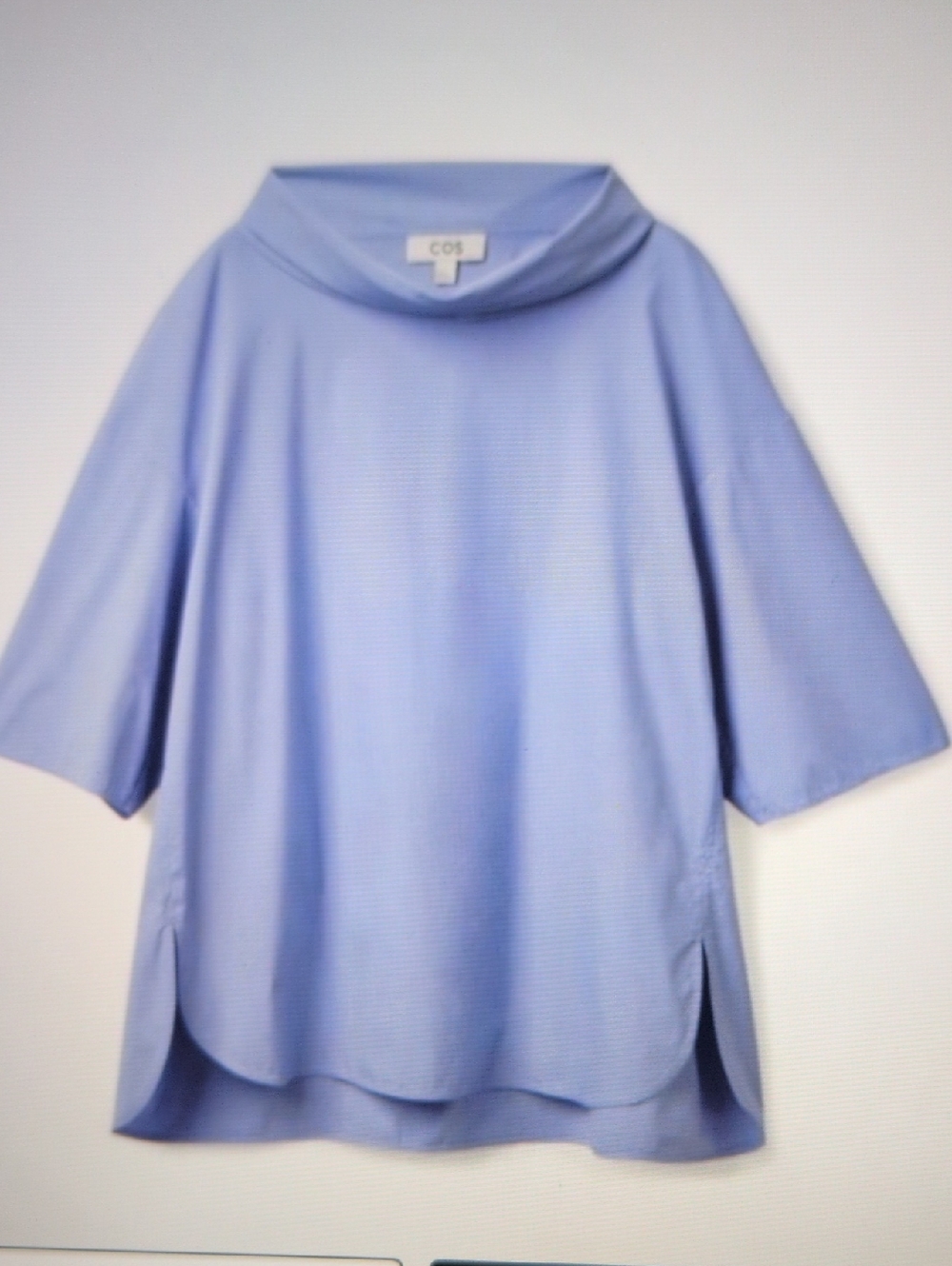 COS Blue Funnel Neck Relaxed Fit Tunic Top - Picture 2 of 11